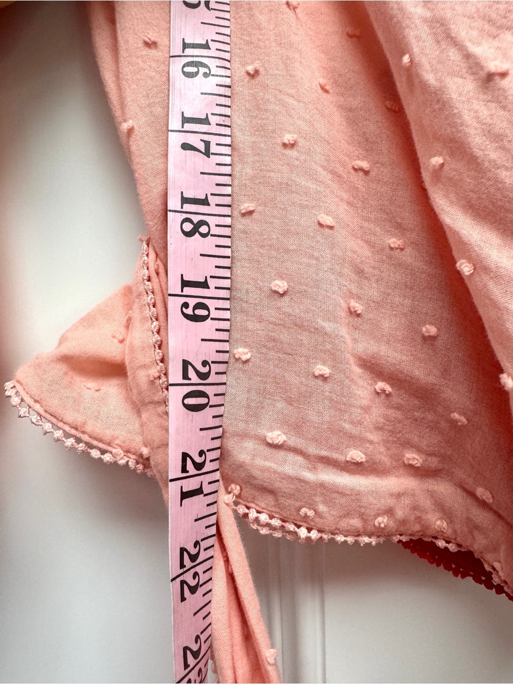 Anthropologie x FARM Rio Wrap Blouse Swiss Dot Puff Sleeve Colorblock Pink Red - Picture 11 of 15